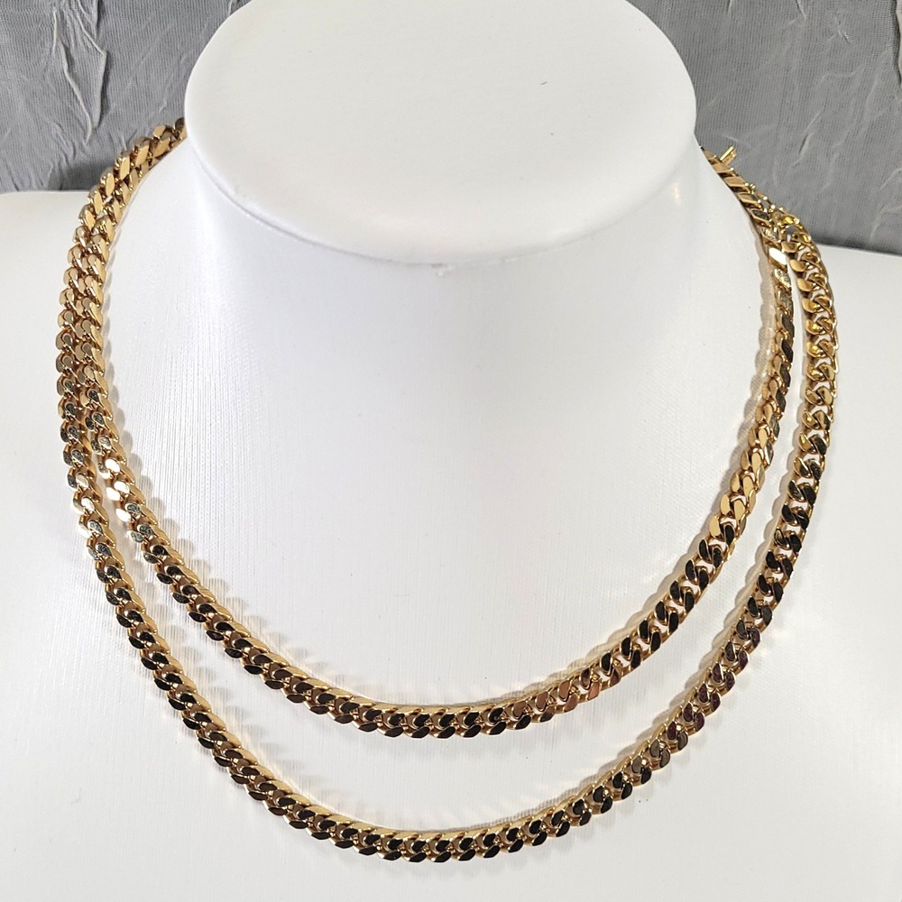 Monet Curb Chain Necklace 30 Inch Gold Tone Heavy Polished Link Vintage Jewelry